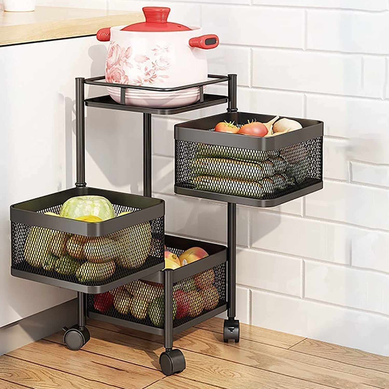 Metal High Qaulity Kitchen Trolley Kitchen Organizer Items and Kitchen Accessories Items for Kitchen Rack Square Design for Fruits & Vegetable Onion Storage Kitchen Trolley with Wheels (4 Layer / 3 Layer) Metal High Qaulity Kitchen Trolley Kitchen Organizer Items and Kitchen Accessories Items for Kitchen Rack Square Design for Fruits & Vegetable Onion Storage Kitchen Trolley with Wheels (4 Layer / 3 Layer)